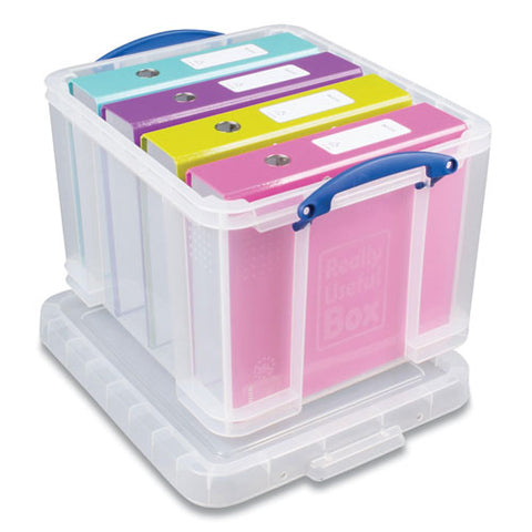 Snap-lid Storage Bin, 8.45 Gal, 14" X 18" X 12.25", Clear/blue, 3/pack