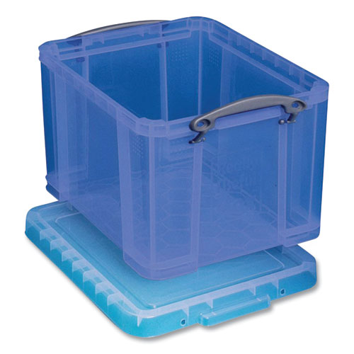 Snap-lid Storage Bin, 8.45 Gal, 14" X 18" X 12.25", Transparent Blue