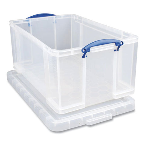 Snap-lid Storage Bin, 16.9 Gal, 17.31" X 28" X 12.25", Clear/blue