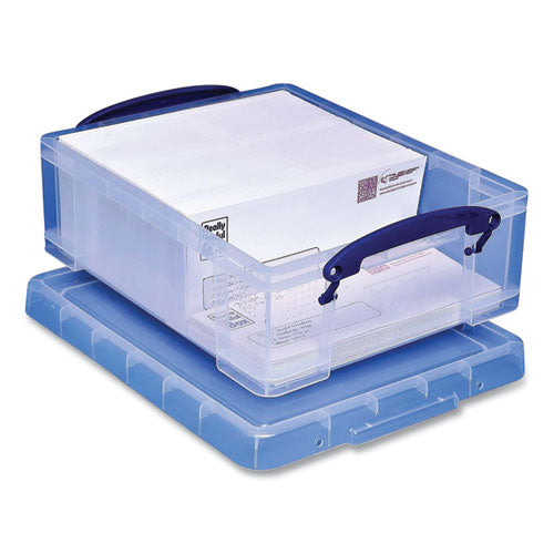 Snap-lid Storage Bin, 2.14 Gal, 11" X 14" X 5", Clear/blue