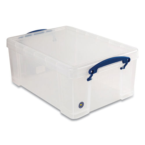 Snap-lid Storage Bin, 2.37 Gal, 10.25" X 14.5" X 6.25", Clear/blue, 4/pack