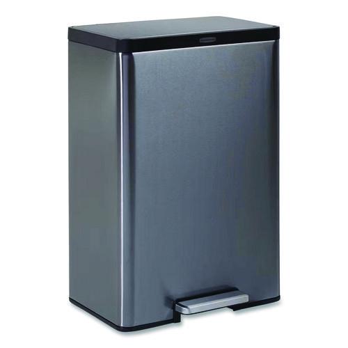 Elite Step-on Trash Can, 12 Gal, Metal, Charcoal Stainless Steel/black