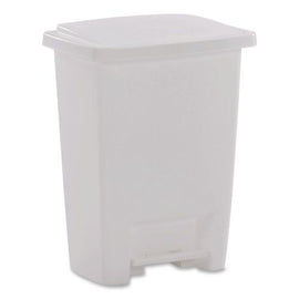 Step-on Waste Can, 8.25 Gal, Plastic, White