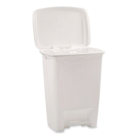 Step-on Waste Can, 8.25 Gal, Plastic, White