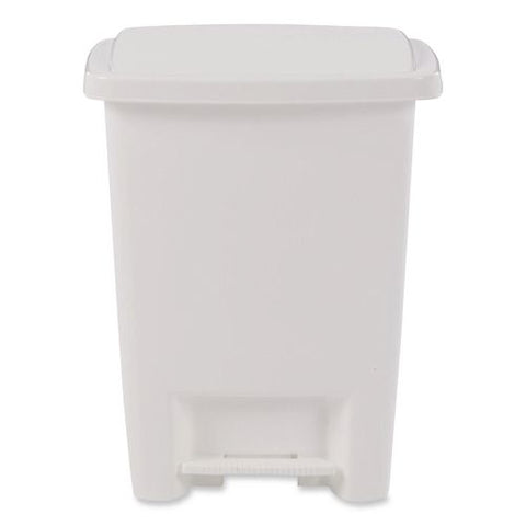 Step-on Waste Can, 8.25 Gal, Plastic, White