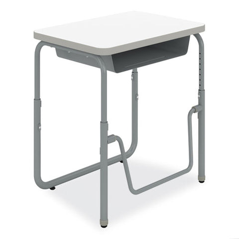 Alphabetter 2.0 Height-adjustable Student Desk With Pendulum Bar And Book Box, 27.75 X 19.75 X 22 To 30, Dry Erase