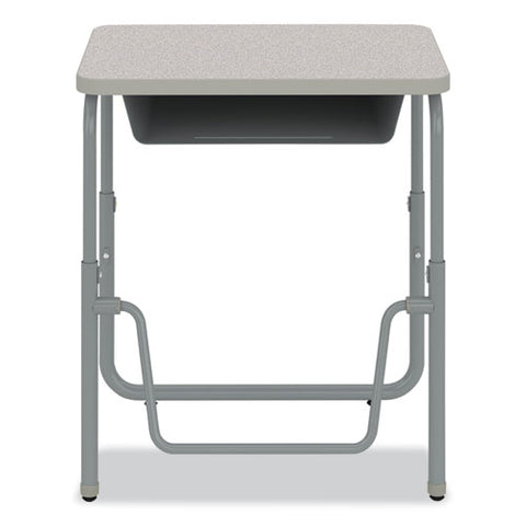 Alphabetter 2.0 Height-adjustable Student Desk With Pendulum Bar And Book Box, 27.75" X 19.75" X 22" To 30", Pebble Gray