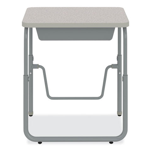 Alphabetter 2.0 Height-adjustable Student Desk With Pendulum Bar And Book Box, 27.75" X 19.75" X 22" To 30", Pebble Gray