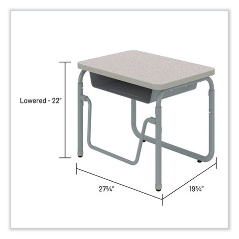 Alphabetter 2.0 Height-adjustable Student Desk With Pendulum Bar And Book Box, 27.75" X 19.75" X 22" To 30", Pebble Gray