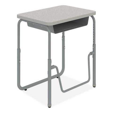 Alphabetter 2.0 Height-adjustable Student Desk With Pendulum Bar And Book Box, 27.75" X 19.75" X 22" To 30", Pebble Gray