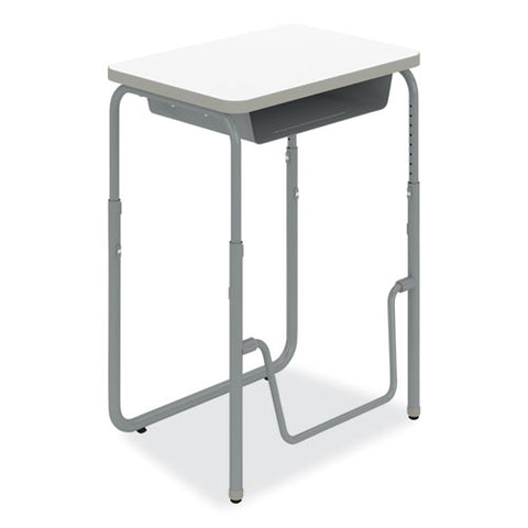 Alphabetter 2.0 Height-adjustable Student Desk With Pendulum Bar And Book Box, 27.75 X 19.75 X 29 To 43, Dry Erase