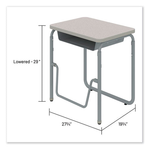 Alphabetter 2.0 Height-adjustable Student Desk With Pendulum Bar And Book Box, 27.75 X 19.75 X 29 To 43, Pebble Gray