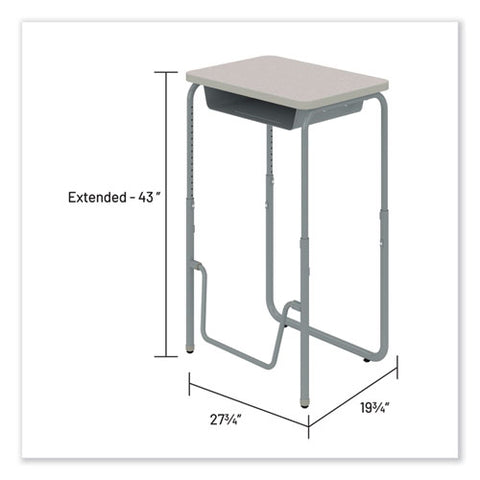 Alphabetter 2.0 Height-adjustable Student Desk With Pendulum Bar And Book Box, 27.75 X 19.75 X 29 To 43, Pebble Gray