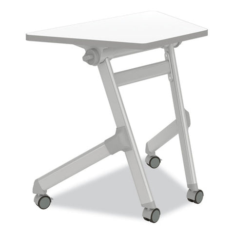 Learn Nesting Trapezoid Desk, 32.83" X 22.25" To 29.5", White/silver