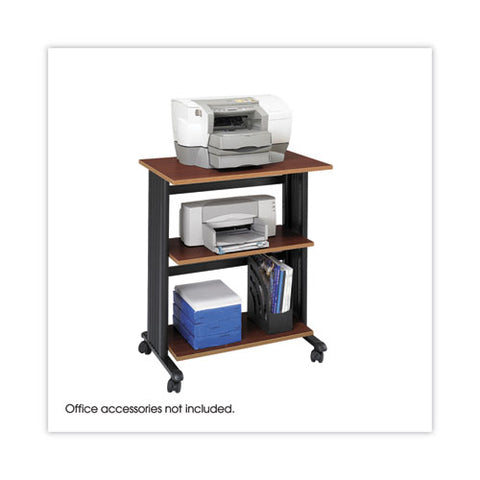 Muv Three Level Machine Cart/printer Stand, Engineered Wood, 3 Shelves, 29.5" X 20" X 35", Cherry/black