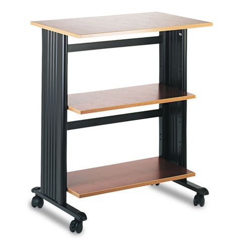 Muv Three Level Machine Cart/printer Stand, Engineered Wood, 3 Shelves, 29.5" X 20" X 35", Cherry/black