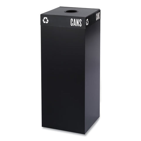 Public Square Recycling Receptacles, Can Recycling, 37 Gal, Steel, Black