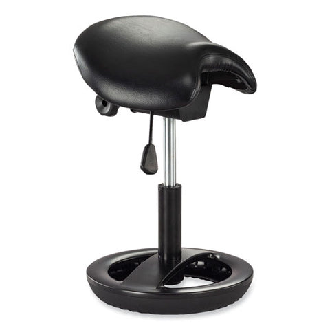 Twixt Sitting-height Saddle Seat Stool, Backless, Supports Up To 300 Lb, 19" To 24" Seat Height, Black Seat, Black Base