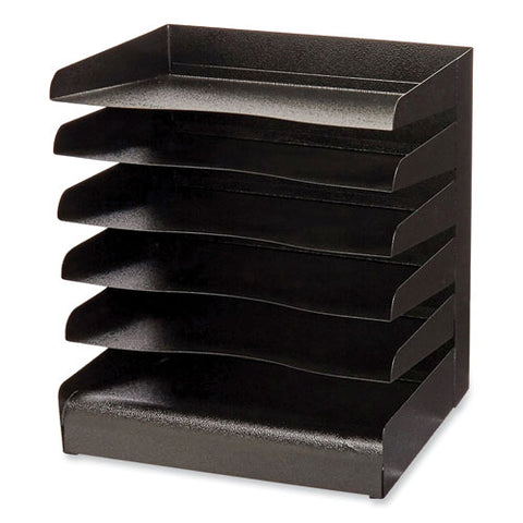 Steel Six-shelf Desk Tray Sorter, Six Sections, Letter Size Files, 12 X 9.5 X 13.5, Black