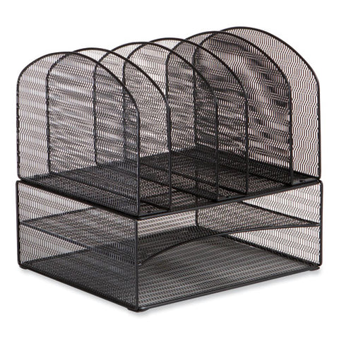 Onyx Mesh Desk Organizer, Two Horizontal And Six Upright Sections, Letter Size Files, 13.25 X 11.32 X 13.32, Black