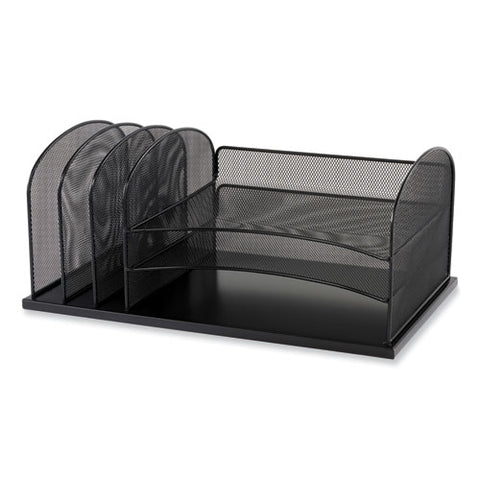 Onyx Desk Organizer With Three Horizontal And Three Upright Sections, Letter Size Files, 19.25 X 11.5 X 8.25,wine