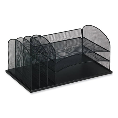 Onyx Desk Organizer With Three Horizontal And Three Upright Sections, Letter Size Files, 19.25 X 11.5 X 8.25,wine