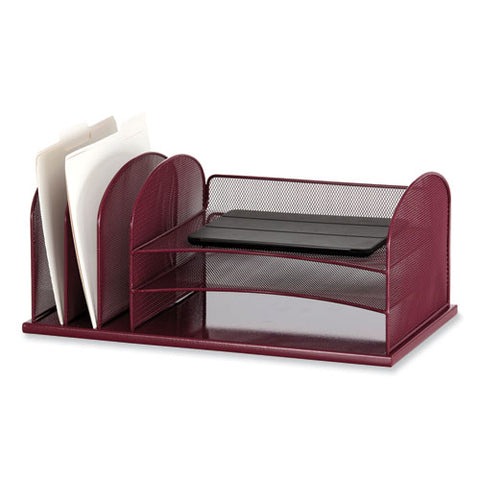 Onyx Desk Organizer With Three Horizontal And Three Upright Sections, Letter Size Files, 19.25 X 11.5 X 8.25,wine