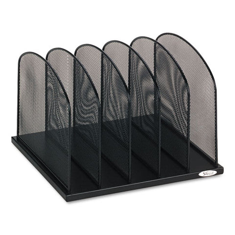 Onyx Mesh Desk Organizer With Upright Sections, 5 Sections, Letter To Legal Size Files, 12.5" X 11.25" X 8.25", Black