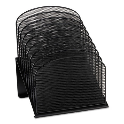 Onyx Mesh Desk Organizer With Tiered Sections, 8 Sections, Letter To Legal Size Files, 11.75" X 10.75" X 14", Black