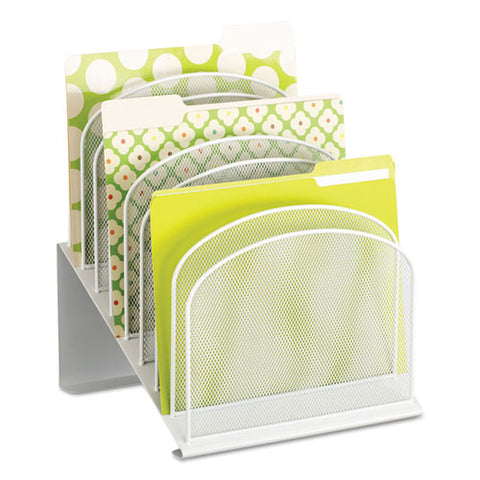 Onyx Mesh Desk Organizer With Tiered Sections, 8 Sections, Letter To Legal Size Files, 11.75" X 10.75" X 14", White