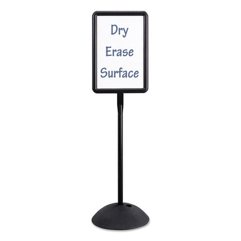 Writeway Double-sided Magnetic Dry Erase Standing Message Sign, Rectangle, 65" Tall Black Stand, 14.25 X 22.25 White Face