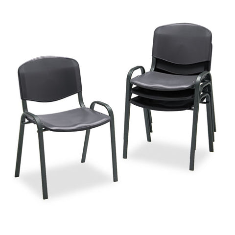 Stacking Chair, Supports Up To 250 Lb, 18" Seat Height, Black Seat, Black Back, Black Base, 4/carton