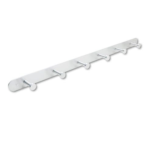 Nail Head Wall Coat Rack, Six Hooks, Metal, 36w X 2.75d X 2h, Satin