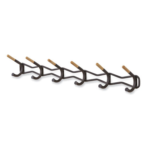 Family Coat Wall Rack, 6 Hook, 42.75w X 5.25d X 7.25h, Black