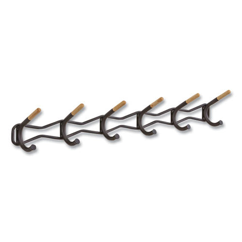 Family Coat Wall Rack, 6 Hook, 42.75w X 5.25d X 7.25h, Black