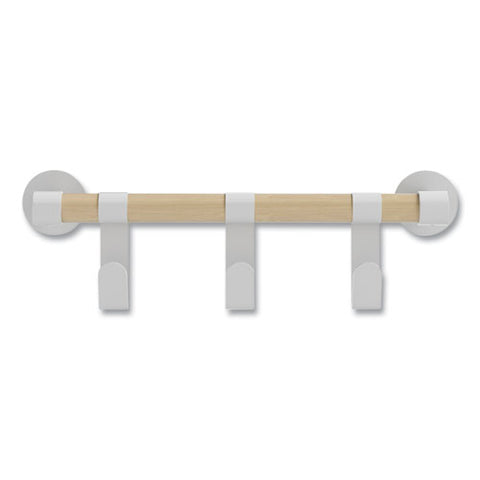 Resi Coat Wall Rack, 3 Hook, 19.75w X 4.25d X 6h, White