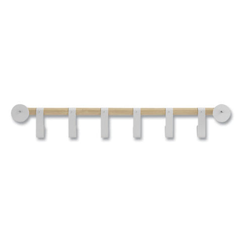 Resi Coat Wall Rack, 6 Hook, 36.25w X 4.25d X 6h, White