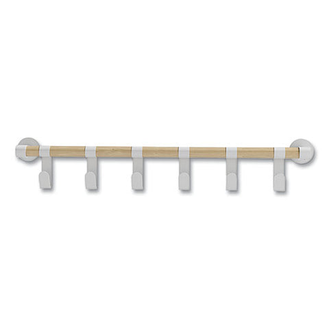 Resi Coat Wall Rack, 6 Hook, 36.25w X 4.25d X 6h, White