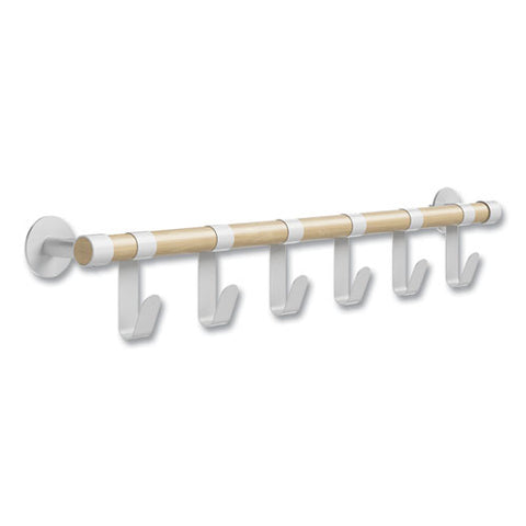 Resi Coat Wall Rack, 6 Hook, 36.25w X 4.25d X 6h, White