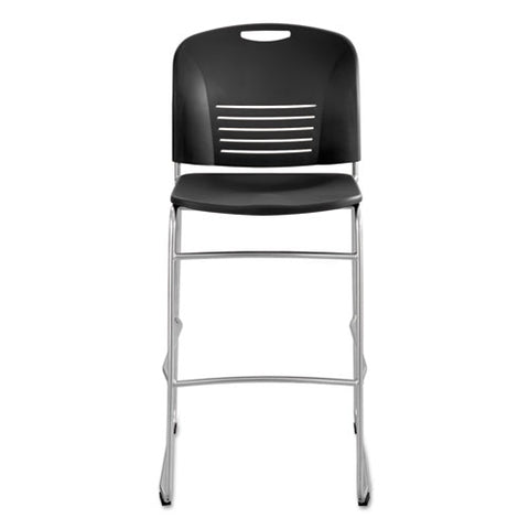 Vy Sled Base Bistro Chair, Supports Up To 350 Lb, 30.5" Seat Height, Black Seat, Black Back, Silver Base