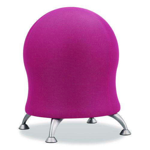 Zenergy Ball Chair, Backless, Supports Up To 250 Lb, Pink Fabric Seat, Silver Base