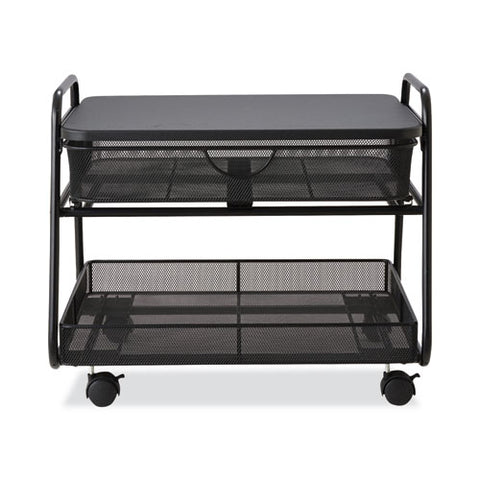 Onyx Under Desk Machine Stand, Metal, 1 Shelf, 1 Drawer, 1 Bin, 100 Lb Capacity, 21" X 16" X 17.5", Black