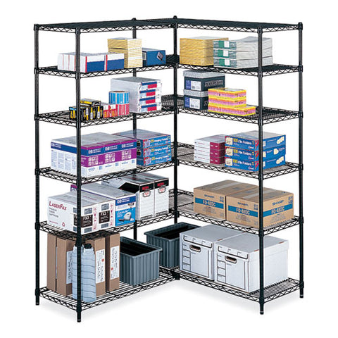 Industrial Add-on Unit, Four-shelf, 36w X 18d X 72h, Steel, Black