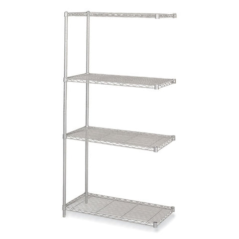 Industrial Add-on Unit, Four-shelf, 36w X 18d X 72h, Steel, Metallic Gray