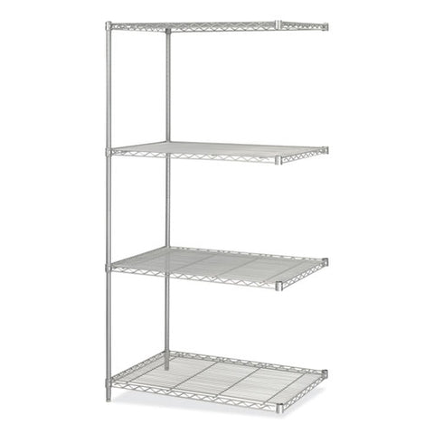 Industrial Add-on Unit, Four-shelf, 36w X 24d X 72h, Steel, Metallic Gray