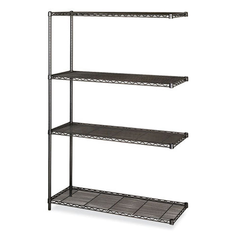 Industrial Add-on Unit, Four-shelf, 48w X 18d X 72h, Steel, Black