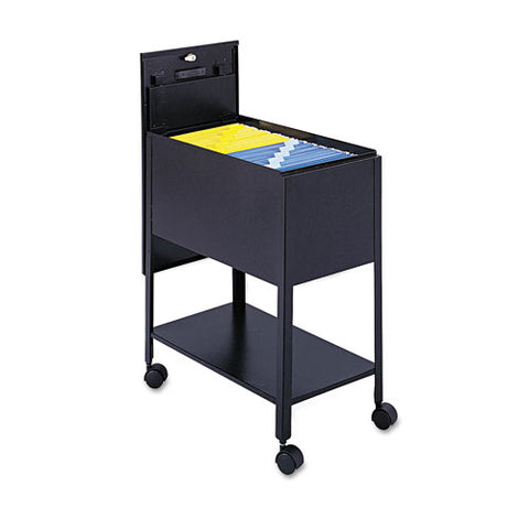 Extra-deep Locking Mobile Tub File, Letter Size, Metal, 1 Shelf, 1 Bin, 13.5" X 24.75" X 28.25", Black