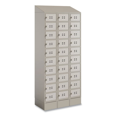 Triple Continuous Metal Locker Base Addition, 35w X 16d X 5.75h, Tan