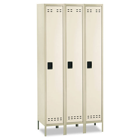 Single-tier, Three-column Locker, 36w X 18d X 78h, Two-tone Tan