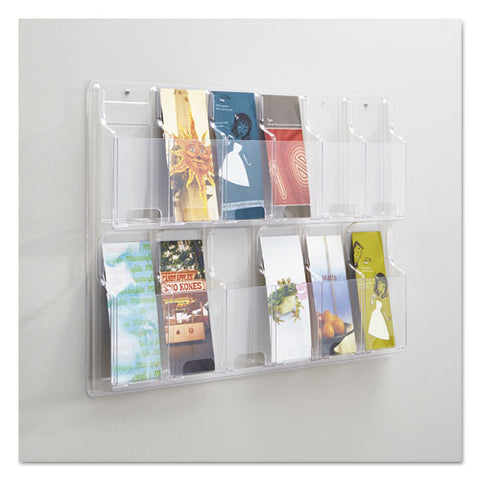 Reveal Clear Literature Displays, 12 Compartments, 30w X 2d X 20.25h, Clear